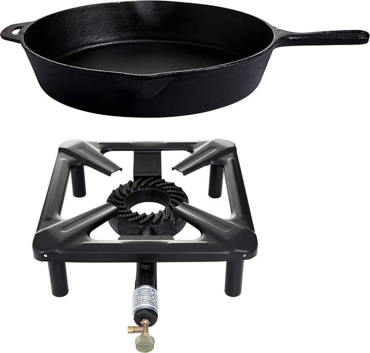 All'Grill Hockerkocher-Set (klein) mit Gusseisenpfanne Ø 39 cm - ohne Zündsicherung