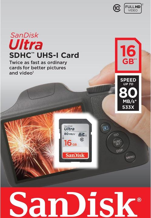 Image du produit SanDisk Ultra U1 (16 Go, SDHC, U1, UHS-I)