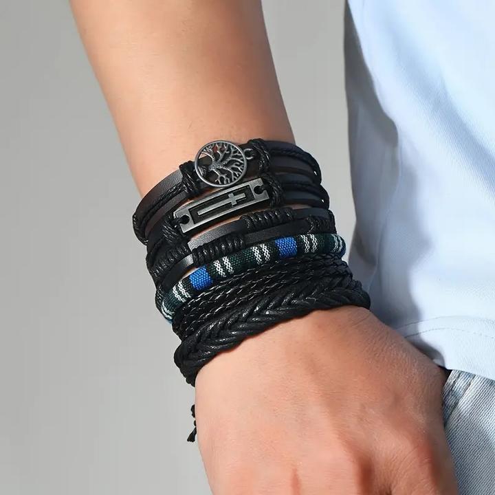 Produktbild Cbx 36 Stück Leder Armbänder Mix Styles Grösse verstellbar, handgemachte Armbänder (Kunstleder, Holz und Baumwolle)