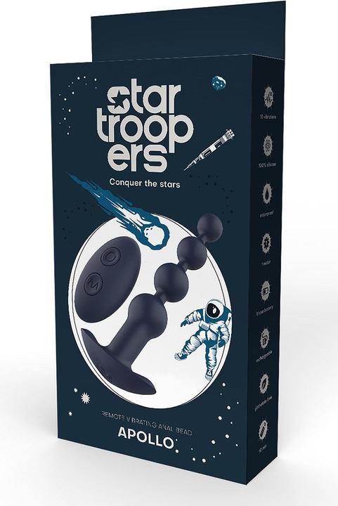 Actual product image Dreamtoys Dream Toys Startroopers Apollo Remote Vibrating Anal Bead Blue One Size