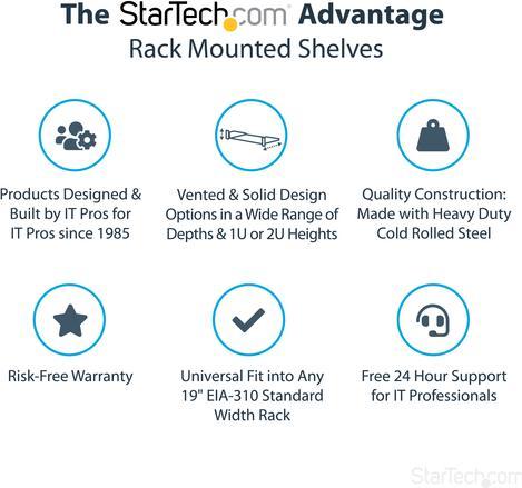 Actual product image StarTech 2u Fixed Rack Mount Shelf