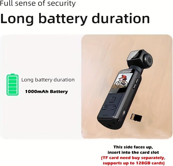 Image du produit PhoneLook Caméra d'action portable 4K avec objectif rotatif 270° légère rechargeable pour vlogging et voyage (Bluetooth, WiFi)