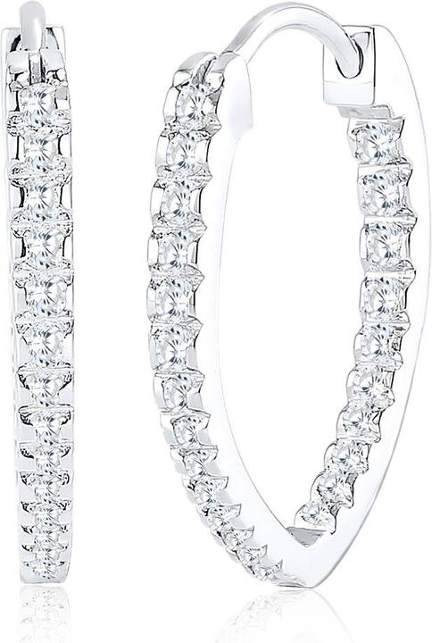 Elli Ohrringe Creole Oval Zirkonia Kristalle 925 Silber (Zirkonia, 925er Sterling Silber)