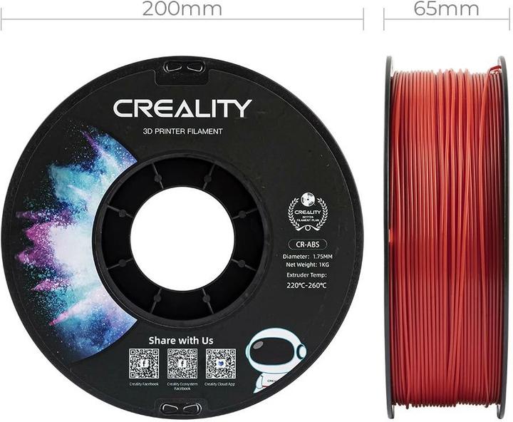 Actual product image Creality Filament ABS, Red, 1.75 mm, 1 kg (ABS, 1.75 mm, 1000 g, Red)
