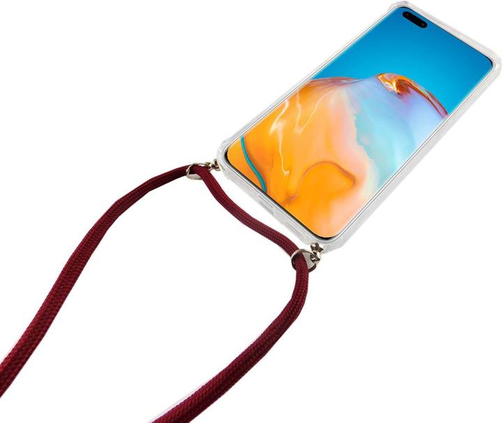 Produktbild König Design Huawei P40 Handykette Hülle mit Band Case zum umhängen mit Kordel Tasche Rot