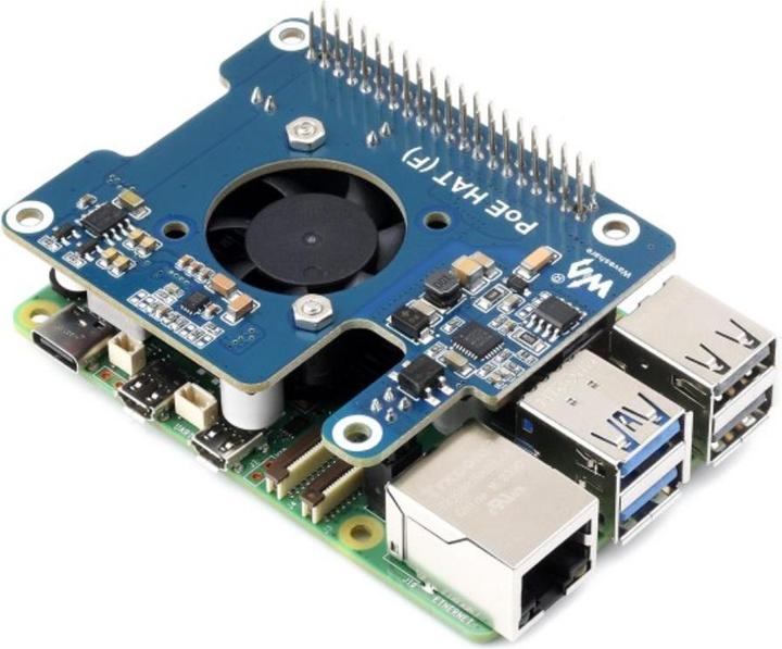 Actual product image WaveShare Raspberry Pi 5 POE Power over Ethernet HAT (F)