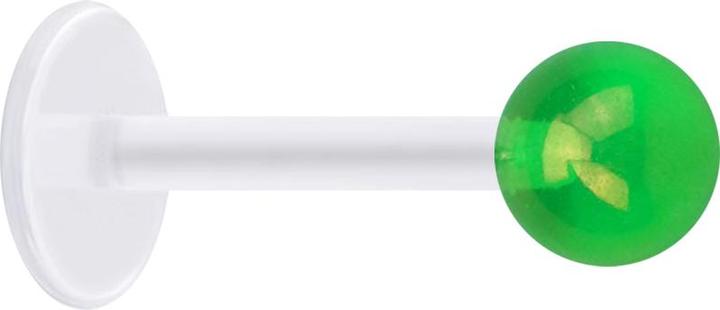 Star Piercing Micro Labret transparent mit Kugel beschichtet grün (Acryl, ohne Messing, Bioflex)