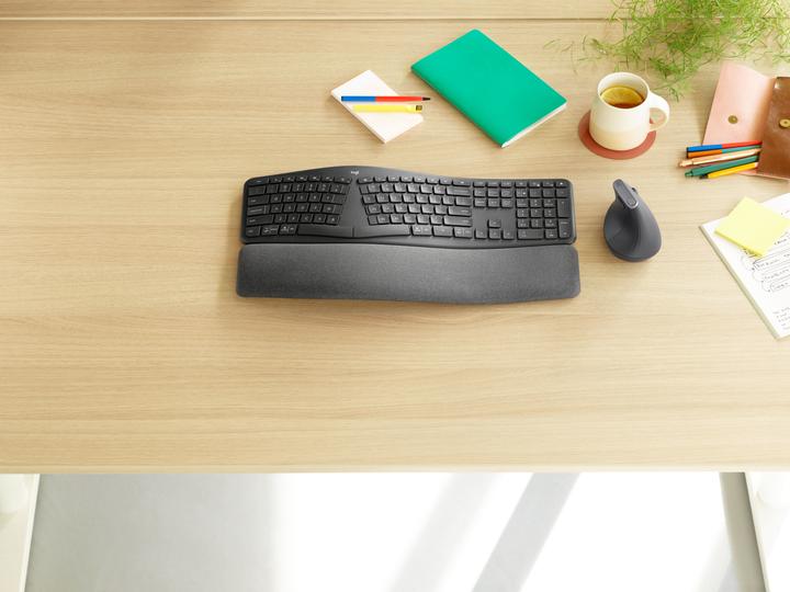 Actual product image Logitech Ergo K860 for Business Keyboard RF Wireless + Bluetooth UK International Graphite (Eng. Int., Wireless)