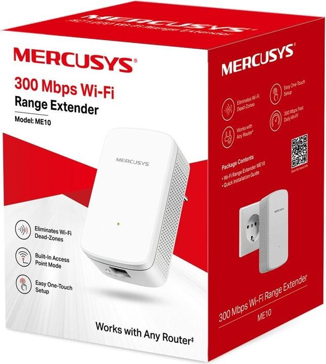 Immagine prodotto Mercusys ME10 estensore di rete Ripetitore di rete Bianco 10 (300 Mbit/s)