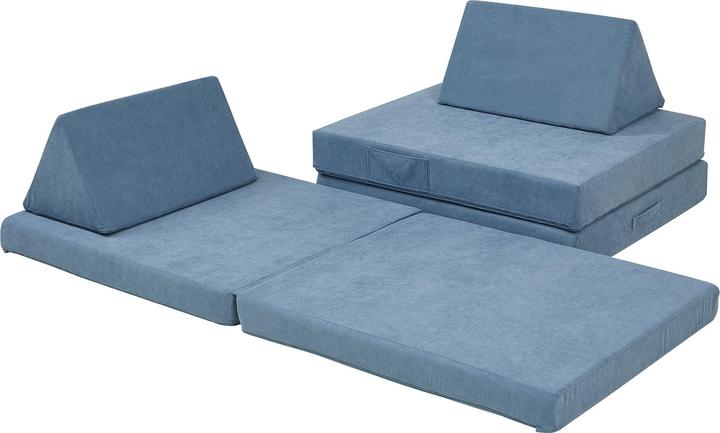 Actual product image En.Casa Spielsofa Norhulta 5-tlg. 150x66x46 cm Cord Blau (Children sofa)