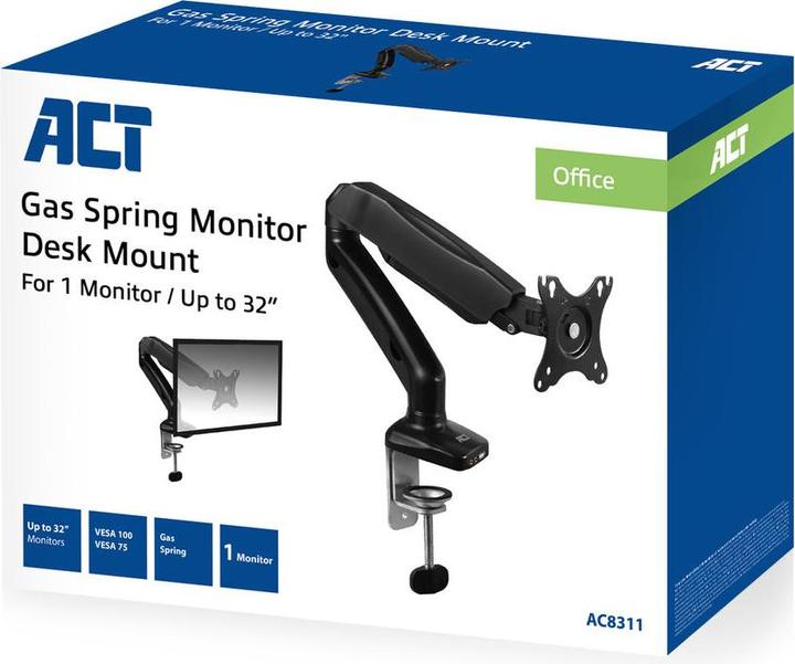 Produktbild Monitor desk mount, 1 screen up to 32", gas spring (Tisch, 32")