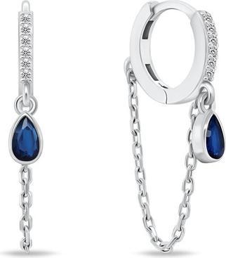 Brilio Silver - Original round earrings with a chain EA880W