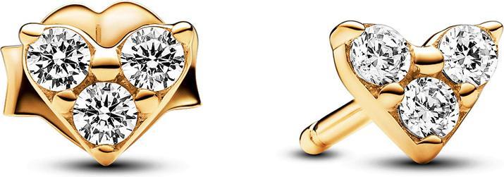 Image du produit Pandora Boucles d'oreilles triple pierre coeur (Plaqué or)
