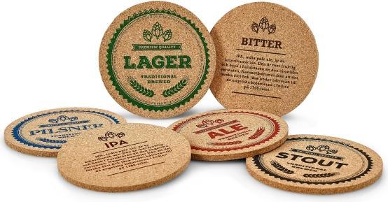 Produktbild Scandinavian Home Beer coaster cork 6 pcs assorted English