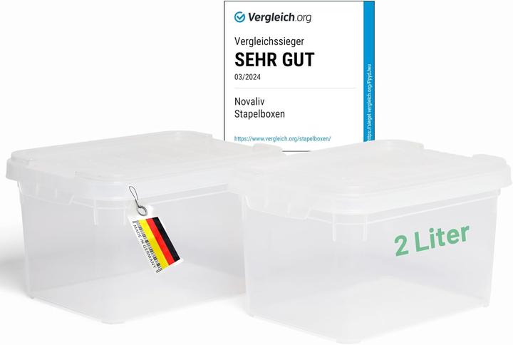 Immagine prodotto Novaliv 2x Aufbewahrungsboxen mit Deckel klein 2 L transparente Nestbar stapelbare Plastikboxen mit (2 l)