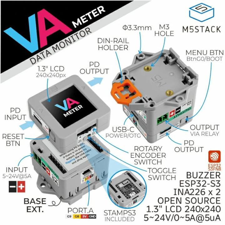 Produktbild M5Stack VA Meter mit Spannungs- und Strommessung