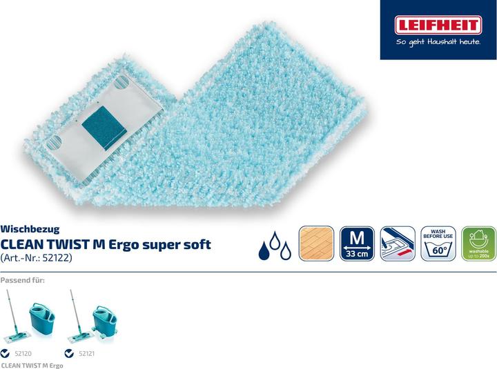 Actual product image Leifheit 2 pack CLEAN TWIST M Ergo super soft wiper cover (2 pcs.)
