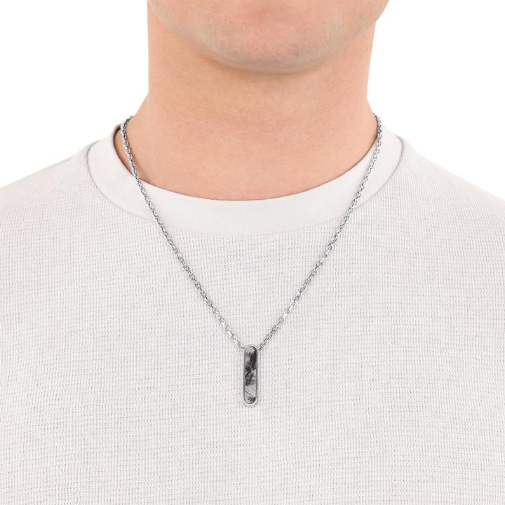 Actual product image S.Oliver Neck jewellery for men, stainless steel, jasper (Stainless steel)