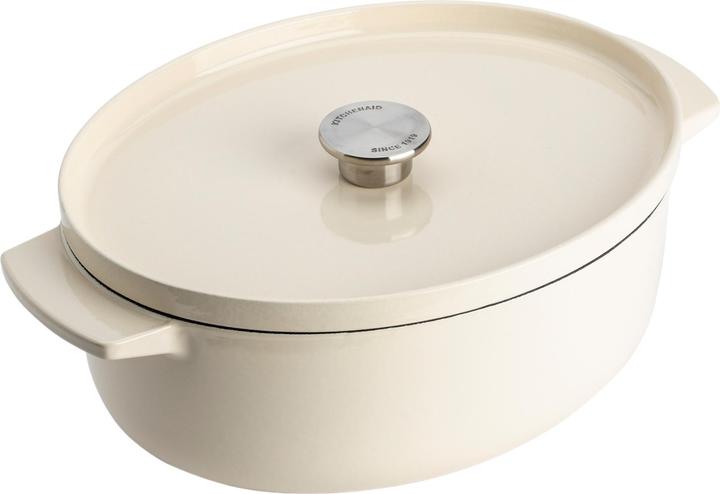Productafbeelding KitchenAid braadpan 30cm - gemailleerd gietijzer - amandel wit - ovaal (30 cm, Braadpan + kasserol, Gietijzer)