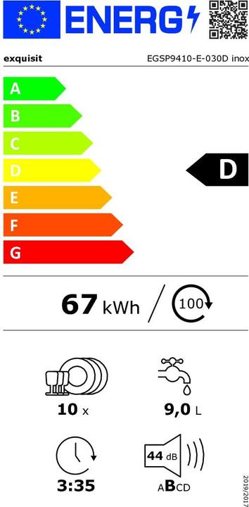 Energie-Label Exquisit EXQ EGSP9410-E-030D Geschirrsp