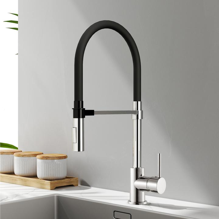 Image du produit Emke Robinet de cuisine avec Tuyau en silicone de 60cm, 2 Types de Jets, rotatif à 360°, Chromé