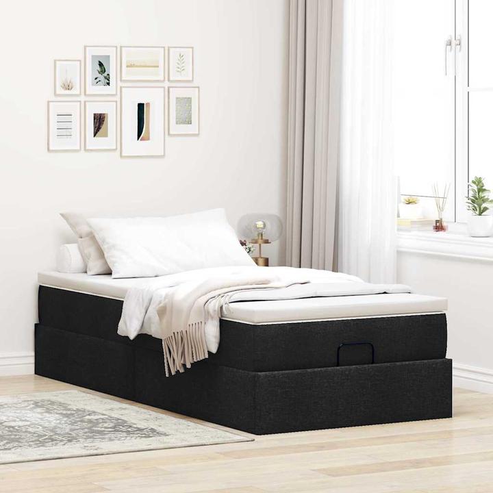 Immagine prodotto VidaXL Ottomana con materasso nero 140x200 cm in tessuto (140 x 200 cm)