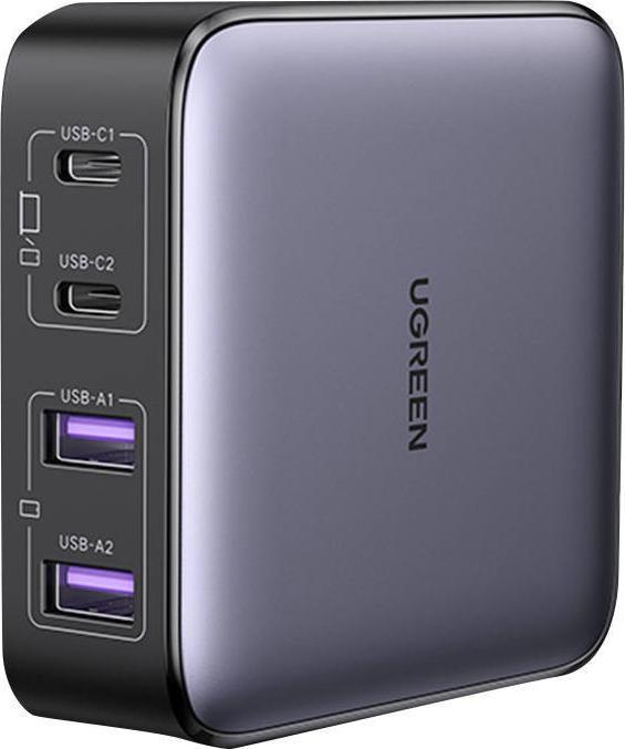 Produktbild Ugreen Nexode charger CD327, 2x USB-C, 2x USB-A, GaN, 65W (grey) (65 W)