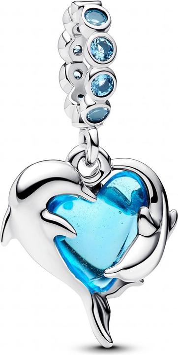 Actual product image Pandora Blue Murano Glass Dolphins Dangle Charm (Murano glass)