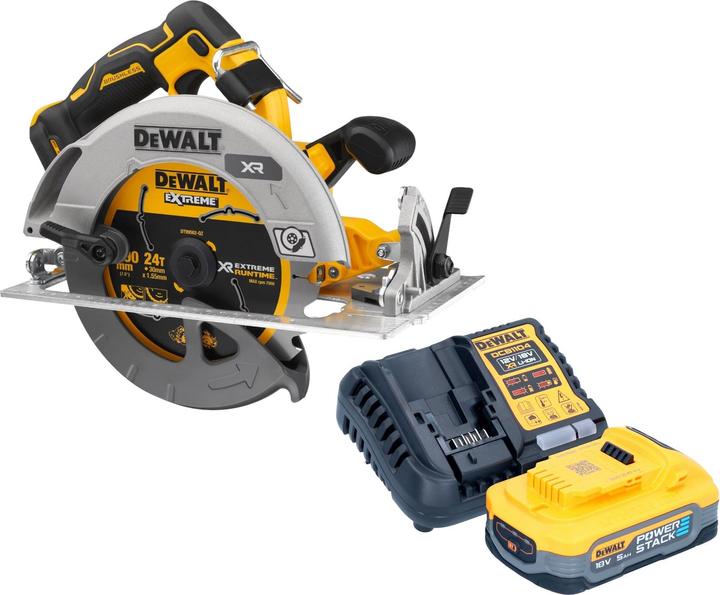 Actual product image DeWalt DCS 573 H1 Cordless circular saw 18 V 190 x 30 mm brushless + 1x battery powerstack 5.0 Ah +