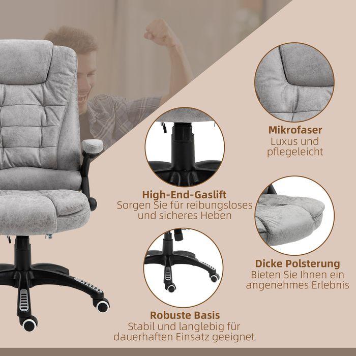 Image du produit Swisshandel24 Chaise de bureau avec fonction massage et chaleur, ergonomique, 6 points de massage, gris