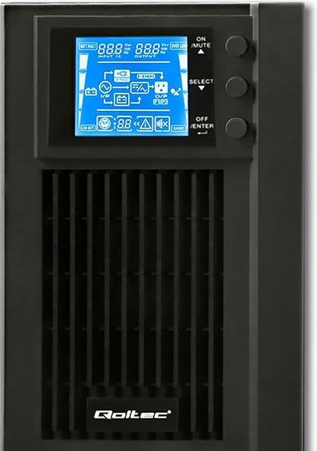 Actual product image Qoltec 53042 Uninterruptible Power Supply| On-line| Pure Sine Wave| 1kVA| (1000 VA, 800 W, Online double converter UPS)