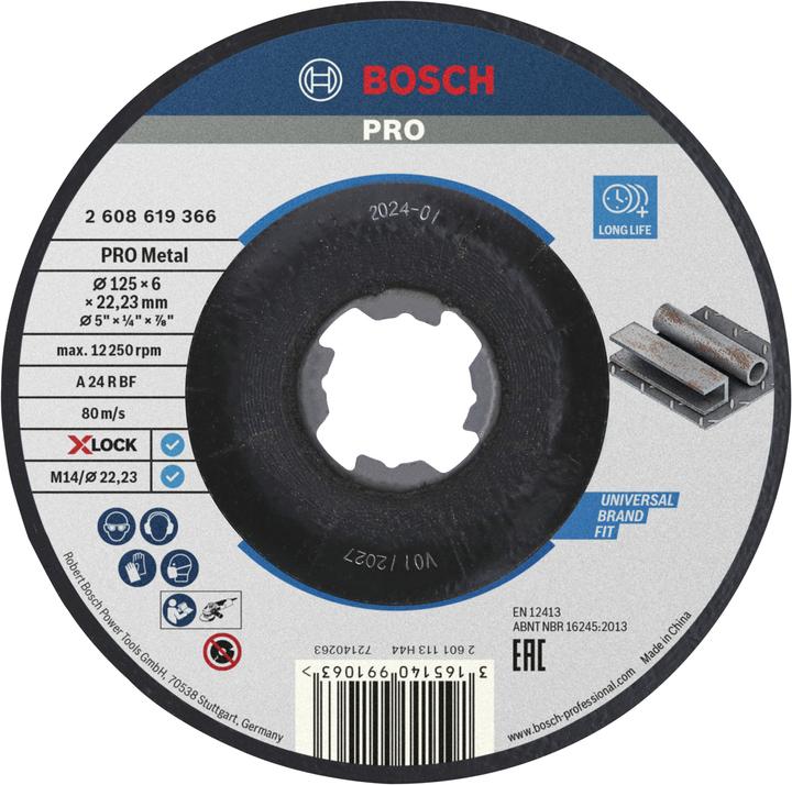 Produktbild Bosch Professional Zubehör PRO Metal X-Lock Schleifscheibe, 125 x 6 x 22,23 mm