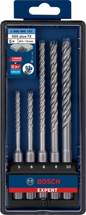 Actual product image Bosch Professional Zubehör EXPERT SDS plus-7X hammer drill bit set, 5/6/6/8/10 mm, 5 pcs. (5.0 mm, 6.0 mm, 10.0 mm, Ø 8.0 mm)