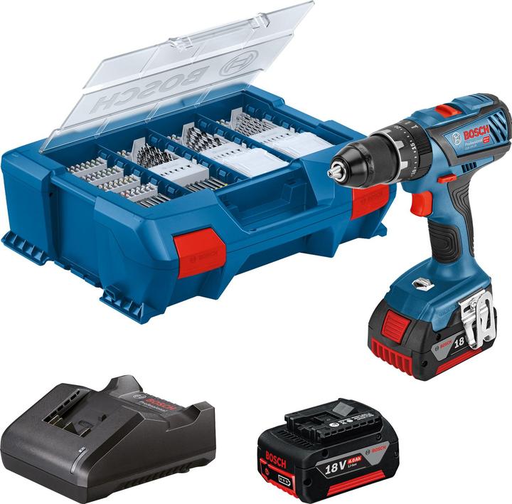 Ladegerät, Koffer, GSB 18 V-28 Professional, 2 x Akku GBA 18 V 4.0Ah