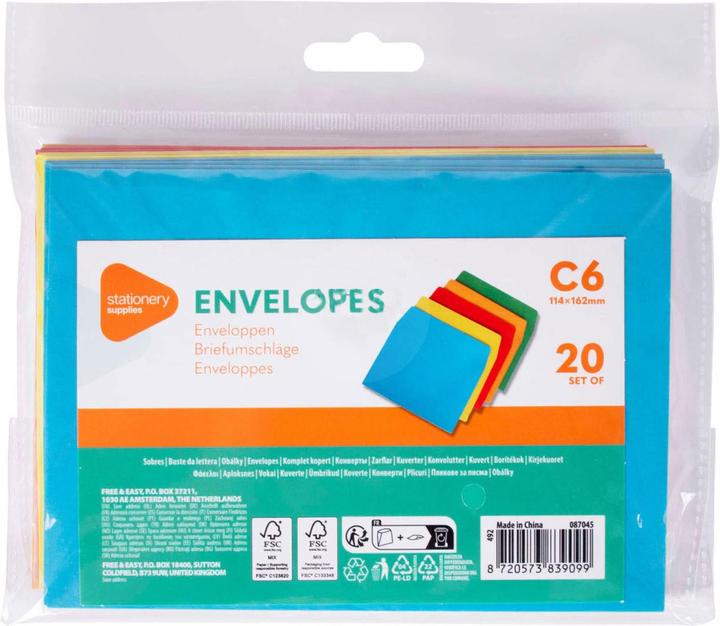 Image du produit Enveloppes couleur C6, 20 pièces. (C6, 20 x)