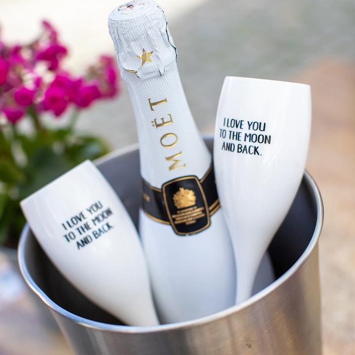Actual product image Koziol Champagne glass 100 ml with print CHEERS No. 1 LOVE YOU TO THE MOON (10 cl, 1 Glasses, Champagne glasses)