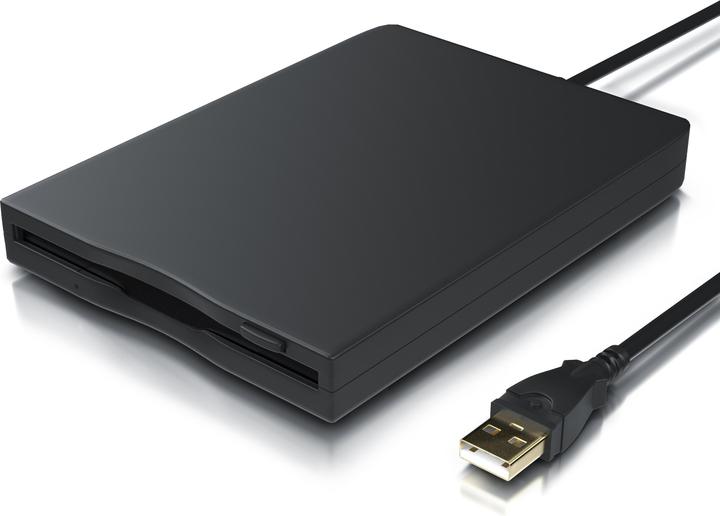 CSL USB floppy drive external, USB floppy drive FDD 1,44MB (3,5) for PC & MAC, black (floppy disk drive)