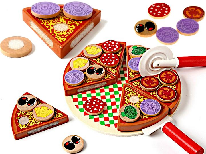 Actual product image Ikonka Wooden pizza play set with accessories