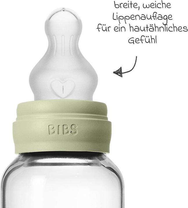 Produktbild Bibs Babyflaschen Glas-Flasche Baby Bottle Round 120 ml + Silikon-Trinksauger (120 ml)