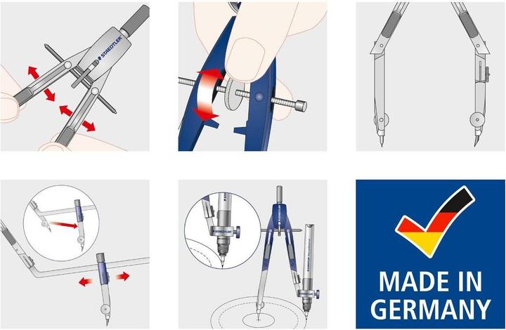 Actual product image Staedtler Quick adjustment compass center drive spindle, pen holder