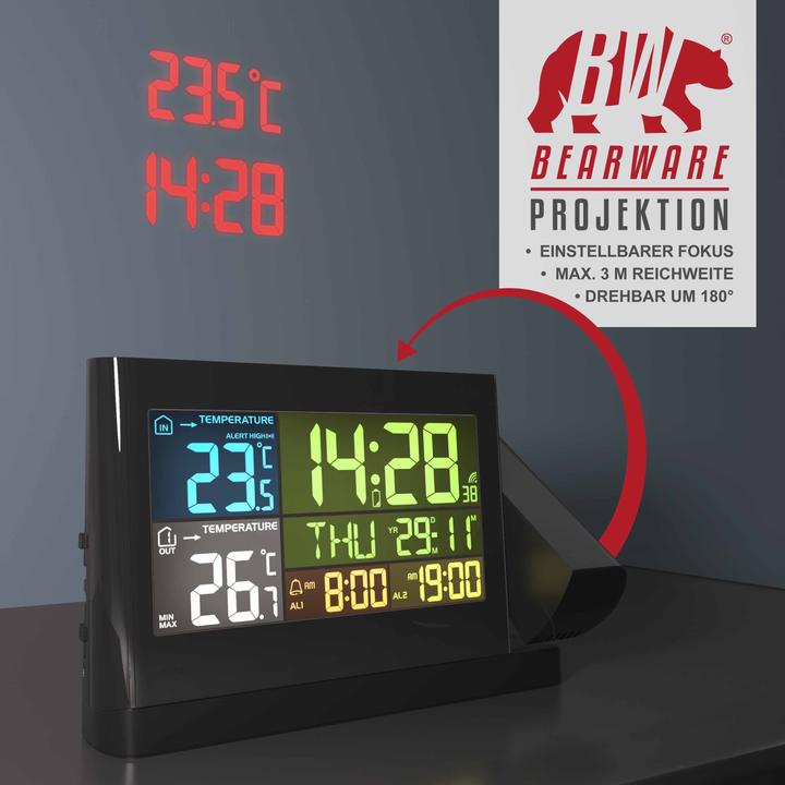 Image du produit Bearware Station météo avec capteur extérieur, station météo sans fil avec projection (pivotant à 180°) &