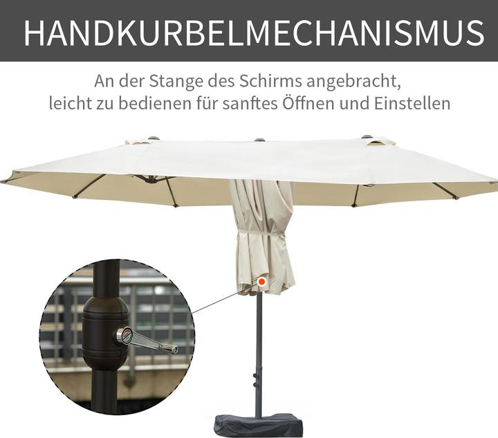 Actual product image Outsunny Double parasol with hand crank (2.70 m)
