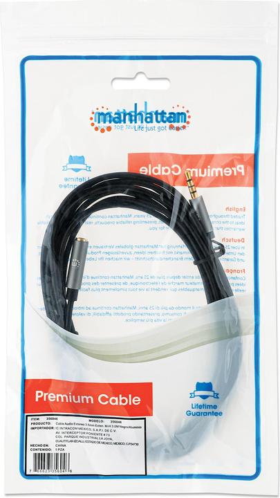 Image du produit Manhattan Câble d'extension audio Aux / Jack (3 m, Jack 3,5 mm (AUX))