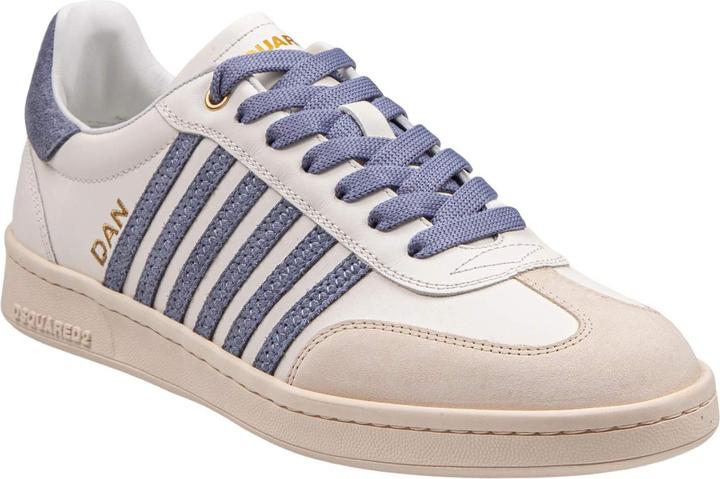 Dsquared2 boxer sneakers in leather and suede color milk and blue