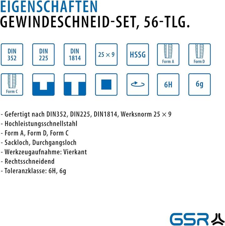 Produktbild GSR HSS DIN Gewindeschneidsortiment M3-M20