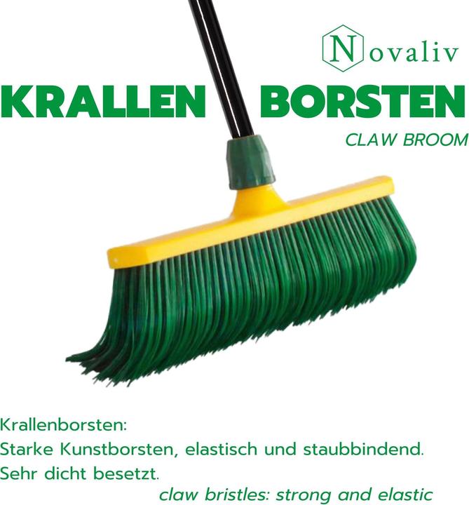 Produktbild Novaliv 2X Premium Krallenbesen mit Stiel 30cm, Spezialbesen gebogenen Borsten Kunststoffkopf -Ideal (1 Stk.)