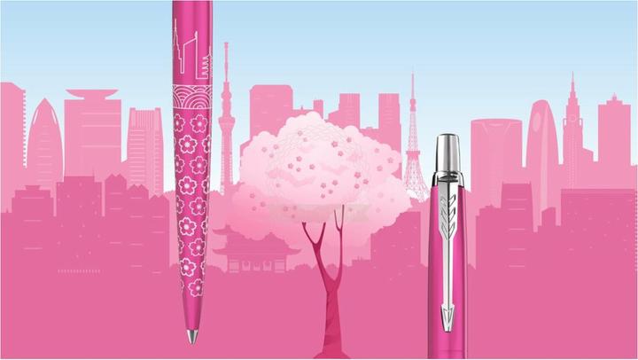 Actual product image Parker Pen Retractable biros JOTTER Tokyo, metallic pink Stroke width: M, stroke colour: blue, barrel made of (Pink, 1 x)