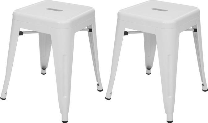 Immagine prodotto Swisshandel24 2x Sgabello HWC-A73, sgabello in metallo con seduta, design industriale in metallo impilabile bianco