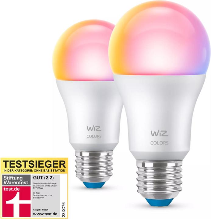 Actual product image WiZ Tunable White & Color Standard (E27, 8.50 W, 806 lm, 2 x, F)