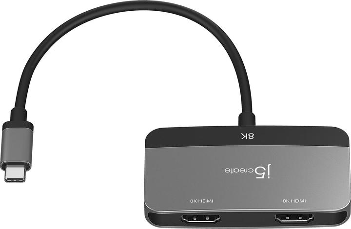 Productafbeelding j5Create JCA465-N Adapter voor 8K beeldscherm met USB-C® en dubbele HDMI™. (USB Type-C, 20 cm)